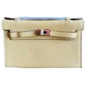 Luxury Creamy Yellow Swift Kelly Pochette Clutch